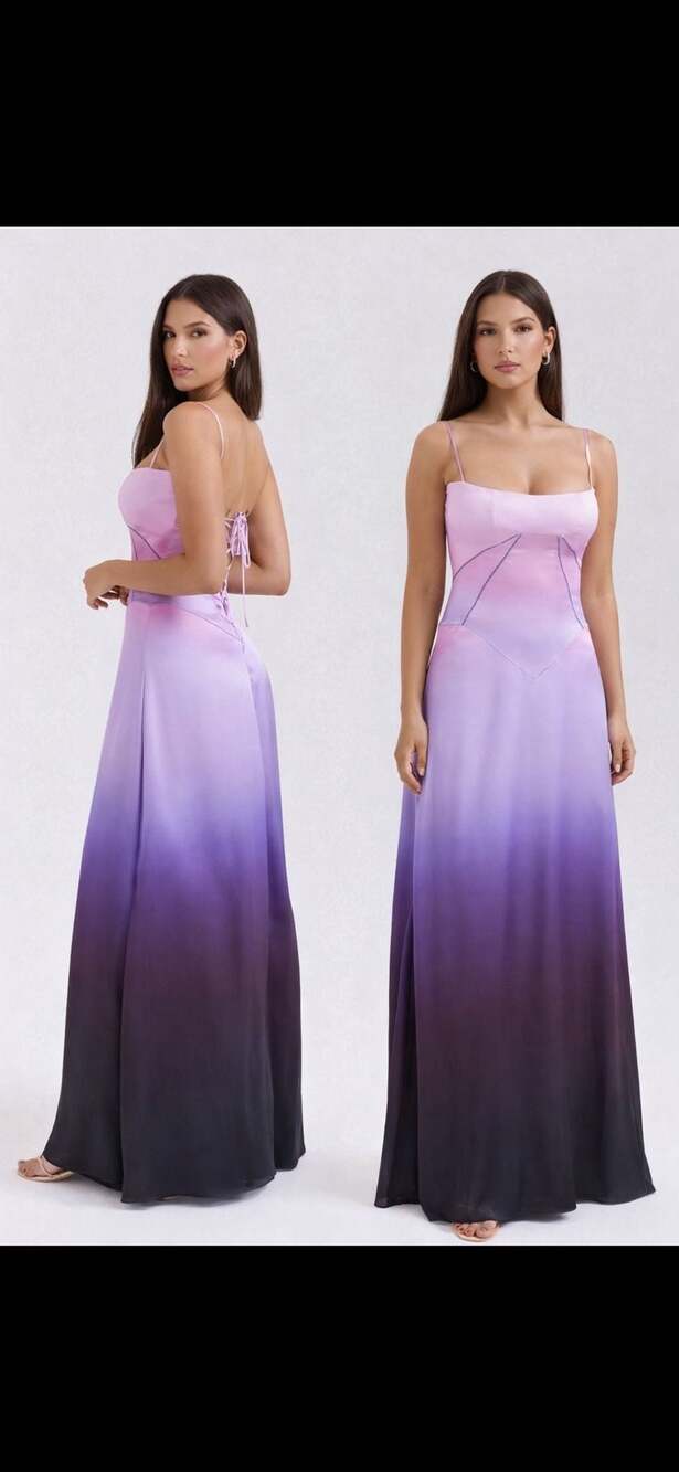 House of CB Anabella Ombre Satin Lace Up Maxi Dress Size XS